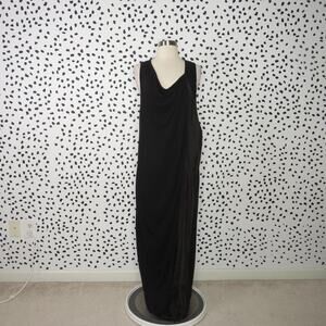 Clu Black Sheer Panel Draped Sleeveless Maxi Dress